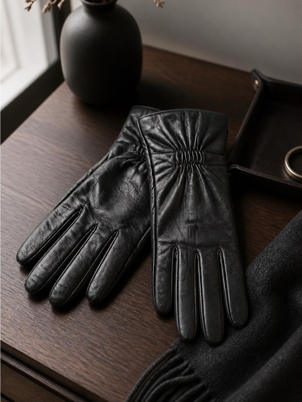 Black Leather Gloves by Charter Club Size Medium